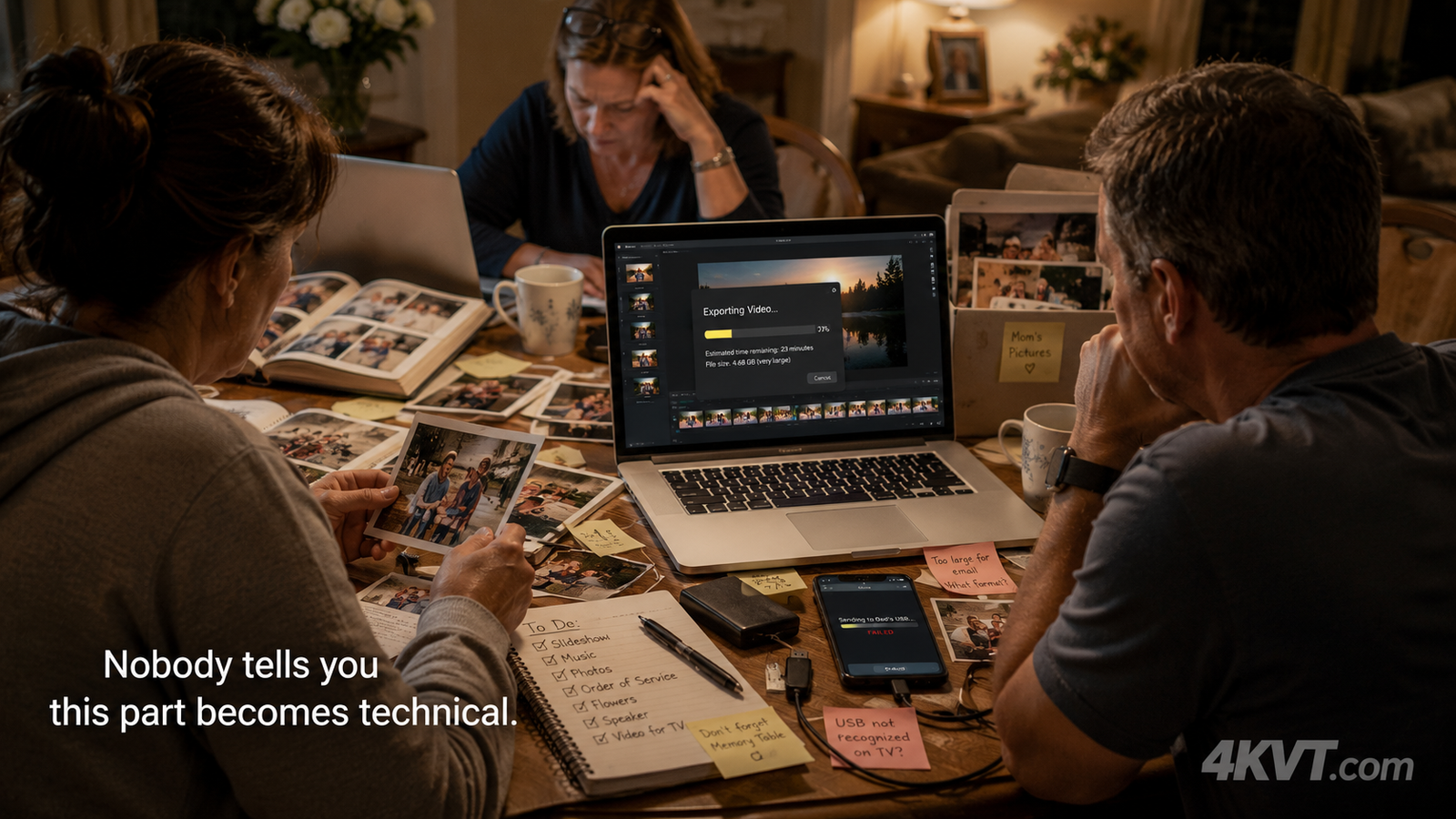 Memorial tribute video preparation — video won't play at service