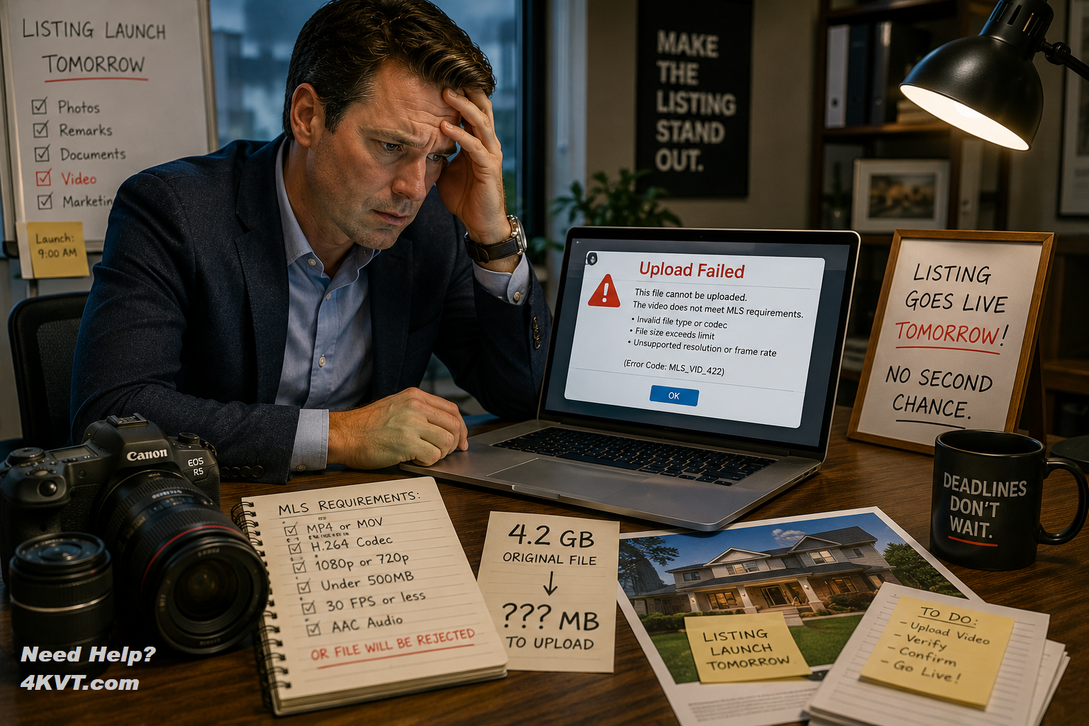 Real estate listing video upload rejected by MLS portal — codec not supported