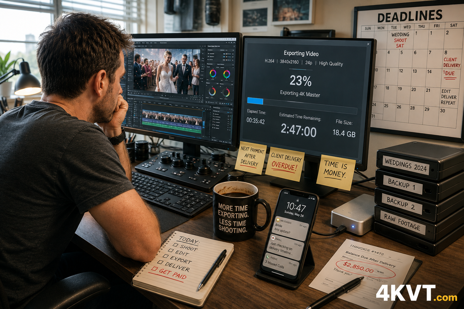 Wedding photographer frustrated with 18GB export taking 2 hours 47 minutes — client delivery overdue